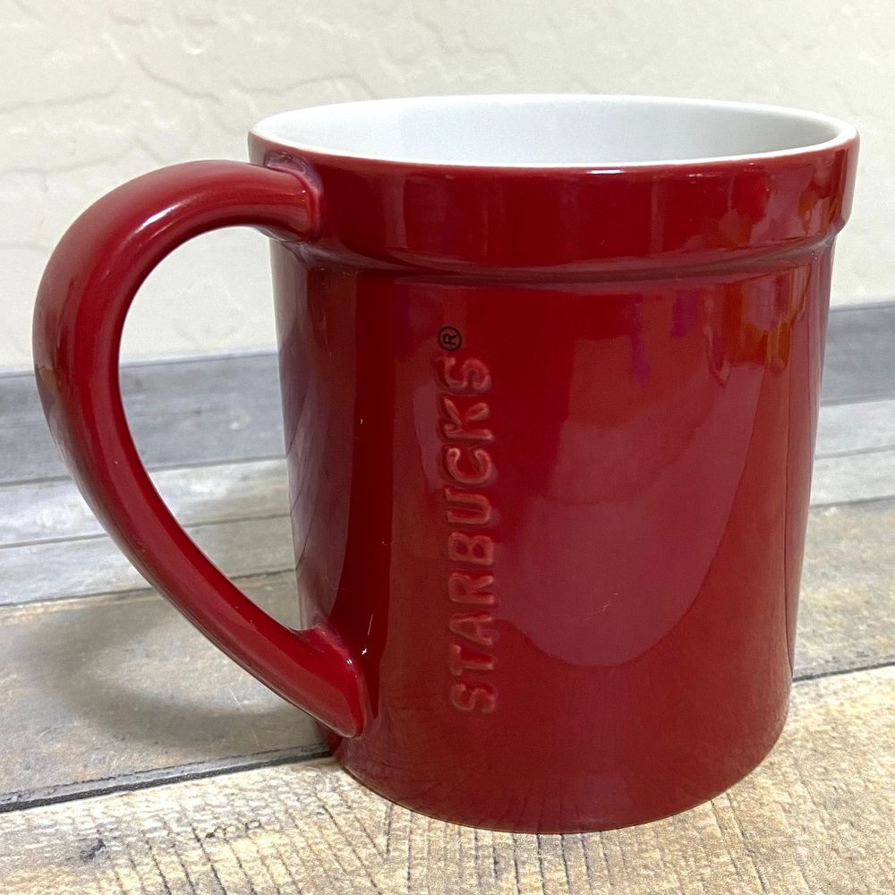2012 Starbucks Red Embossed Coffee Mug Cup 16oz